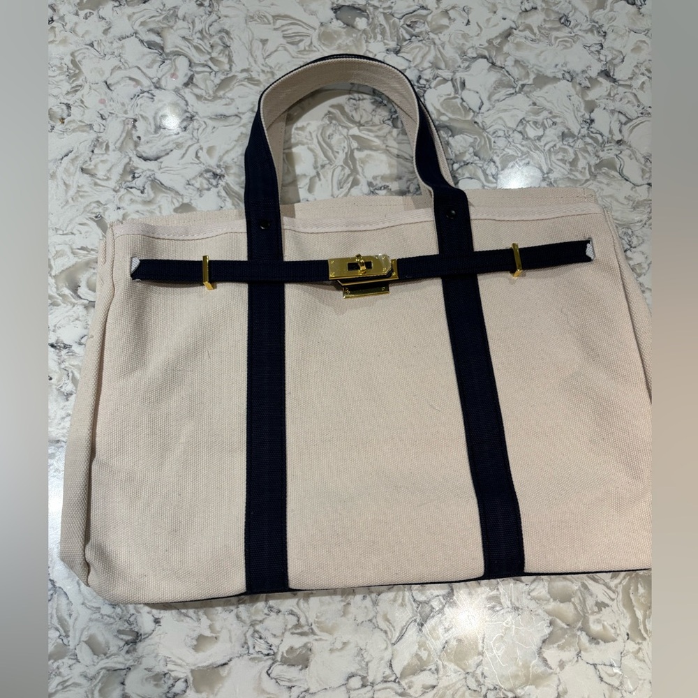 Canvas & Navy “Boatkin” Tote Bag